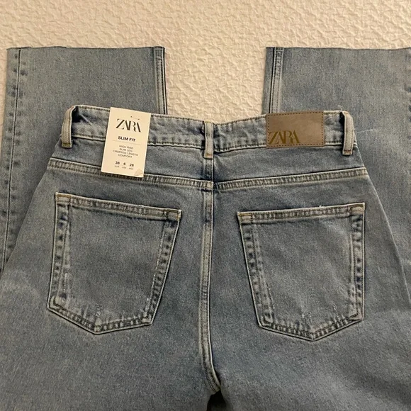 Zara NWOT women’s size 6 high rise denim, slim fit, cropped length, comfort - Picture 9 of 9